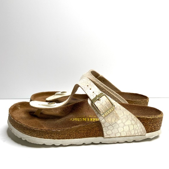 Birkenstock Iridescent White Snake-Print Thong Sandals - Picture 12 of 16